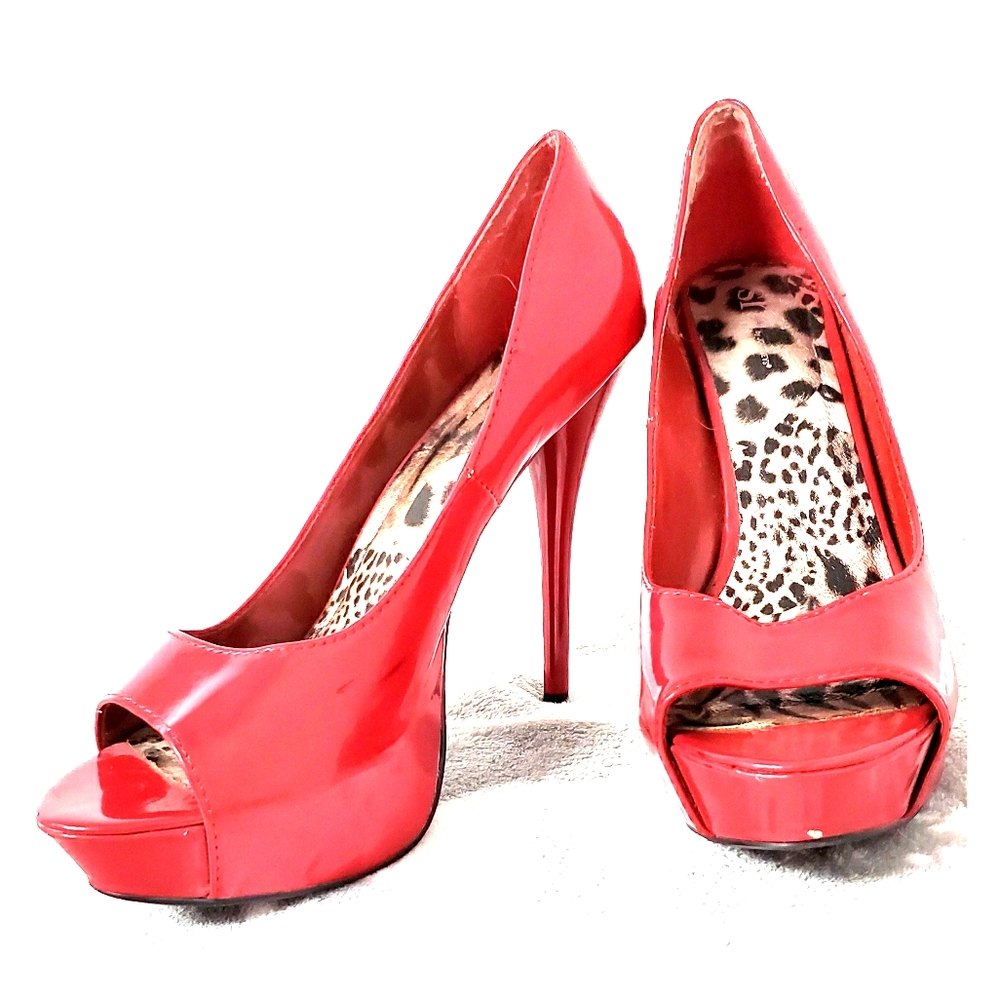 Red 6" Stiletto Platform Heels